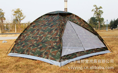【野营帐蓬 四人单层帐篷 军绿迷彩帐篷 军用帐篷 大量现货】价格,厂家,图片,野营帐篷,义乌市云水遥野营用具-